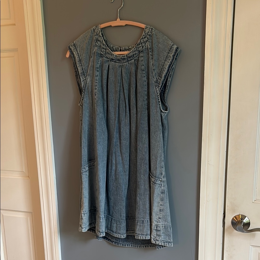 Free People Light Wash Denim Mini Dress